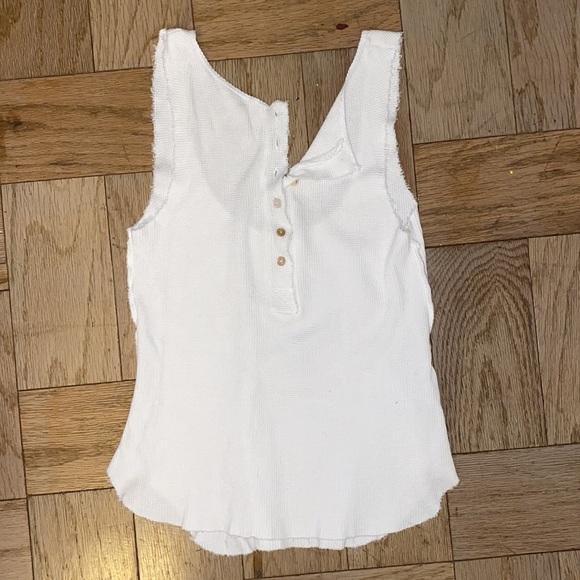 NEW White waffle Henley tank top. - Picture 4 of 12